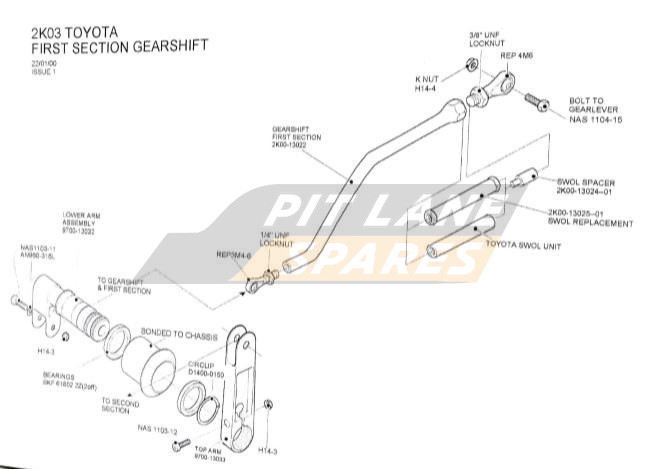 2K03 TOYOTA FIRST SECTION GEARSHIFT Diagram